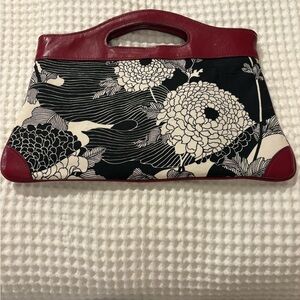 Elegant Red and Black Floral Clutch